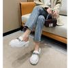 Fashion Women's Elevated Platform House Slippers Female Slides Shoes Square heel Mules Fashion Loafers Med Cover Toe Heels Luxury Fabric