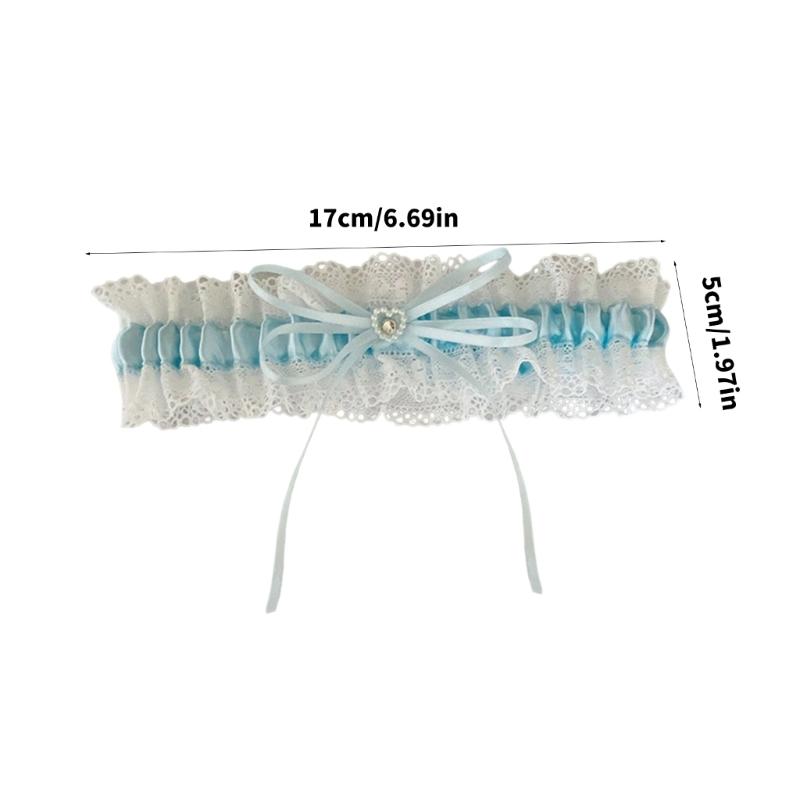 Elegant Lace Trim Wedding Thigh Garter Belt With Faux Pearls Rhinestones Accents And Satins Bows For Bridal Accessories