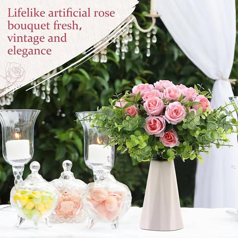 1/2 Stück Künstliche Rosenblumen Strauß Seiden-Falsche Blume für Hochzeitstisch Hausvase DIY Dekoration Geburtstagsparty Zubehör