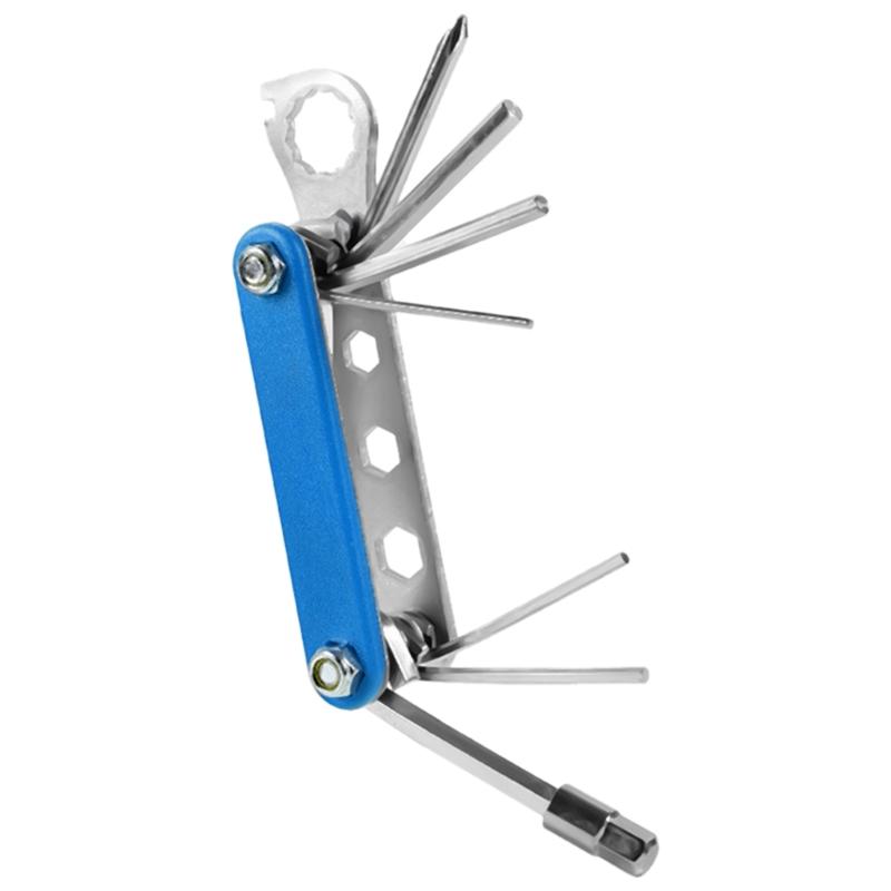 13 In 1 Multi-Function Bike Repair Tool Bike Folding Repair Tool Portable Socket Wrench Portable Bike Essential Tool синий