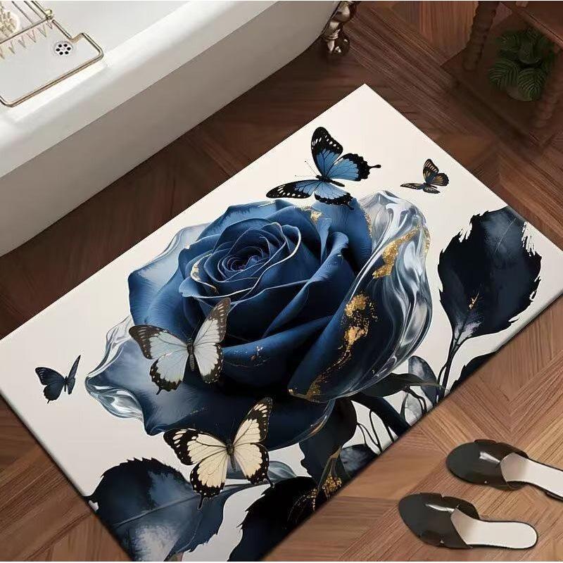 3D Rose Flower Quick-Dry Anti-Slip Bathroom Mat