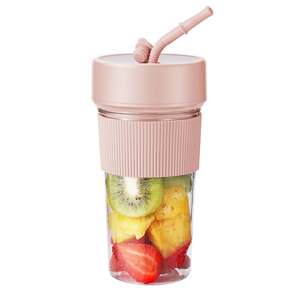 Portable Blender Cup and Travel Lid,with USB Charging, Makes Smoothies and Shakes Creamy, Fruit Juicer for Kitchen,Pink