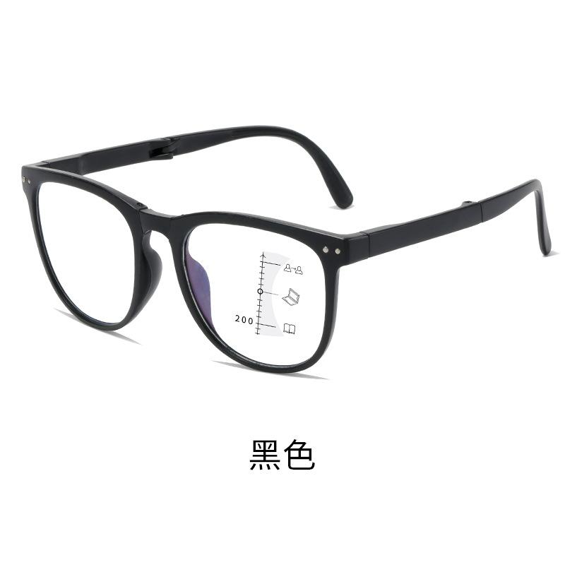 

Personalized Folding Portable Multi-Focus Anti-Blue Reading Glasses Unisex Full Frame Reading Glasses Multi-focus +400 degrees чорний