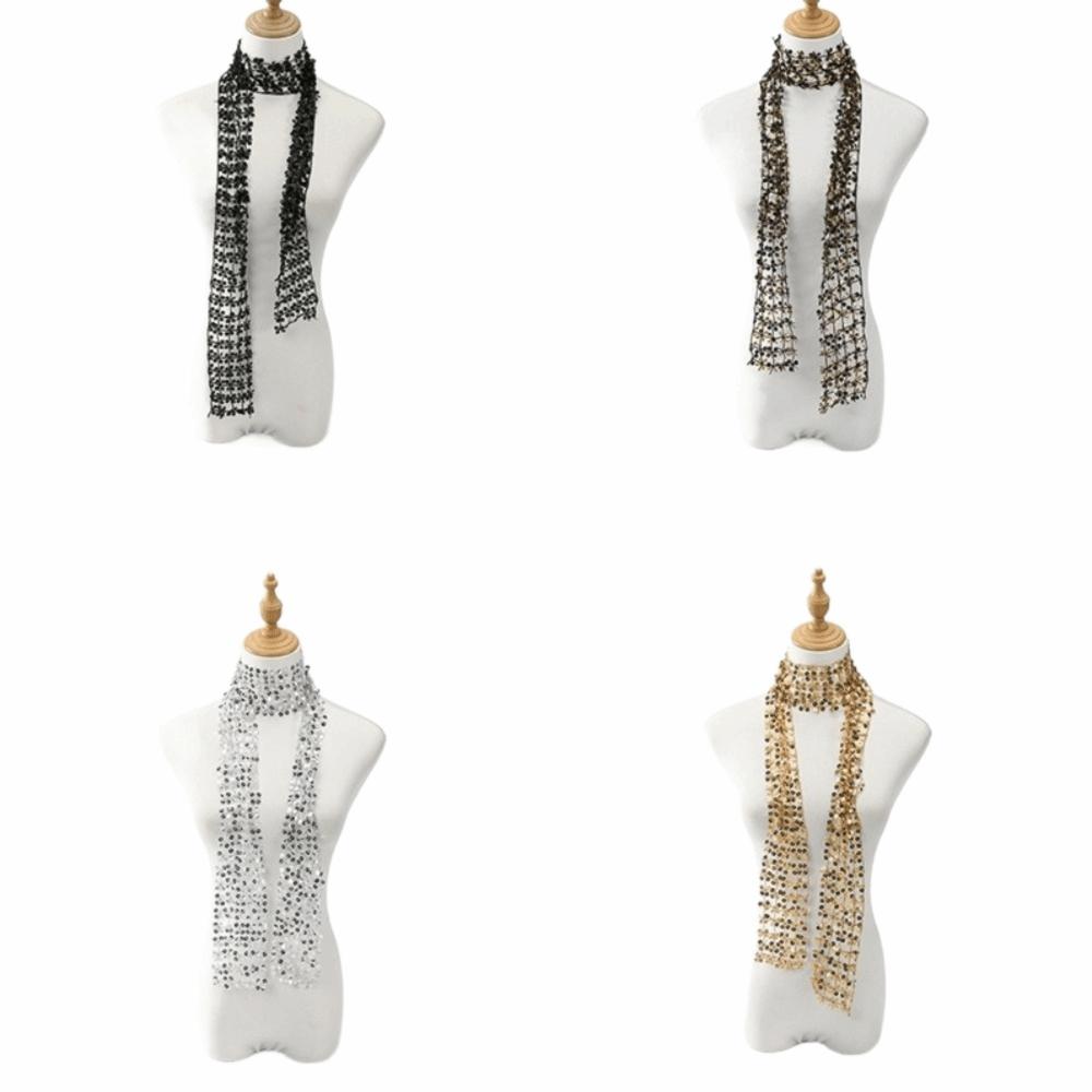 Flower Shape Belly Dancing Scarf Tassel Waist Chain Neck Wrap Sequin Scarf  Women