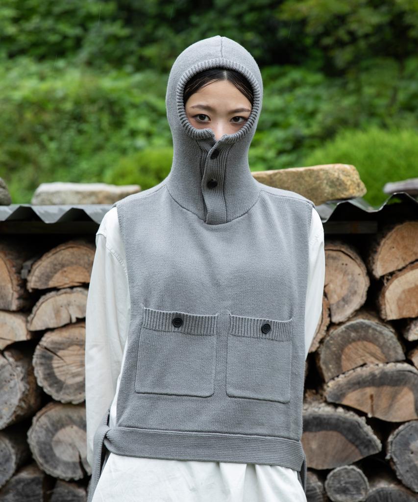 GLACK Gnt013 Balaclava Knit Vest (Gray)
