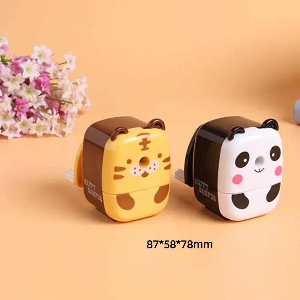 Hand-Cranked Helical Steel Blade Sharpener Tiger Panda Student Stationery Artists Kids