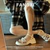 Sheepskin Roman Step On Shit Cover Toe Platform Sandals Women's Summer Wear Cross Belt One-word Buckle Belt Muffin Cool Slippers
