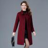 Jujube Red Double-Sided Wool Blend Coat - Women's Mid-Length Slim Fit for Autumn and Winter