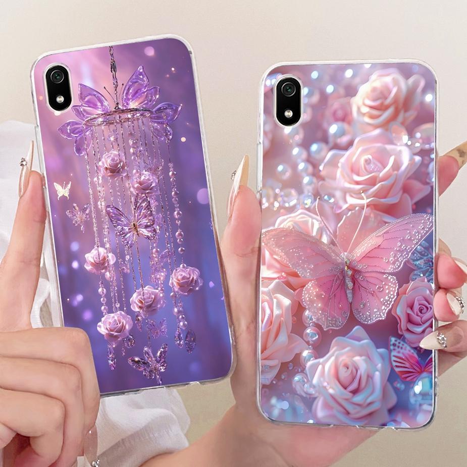 For Xiaomi Redmi 7A Case Luxury Flowers Butterfly Painted Cover Soft Silicone Case For Xiaomi Redmi 7 7A Redmi7 A Redmi7A Fundas