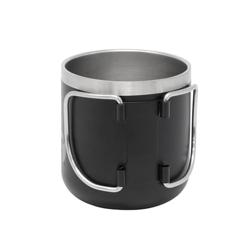 Captain Stag (UE-3596) CS Vacuum Folding Handle Mug, 300ml, Stainless Steel, Black, Outdoor Cup, Mug, Tumbler