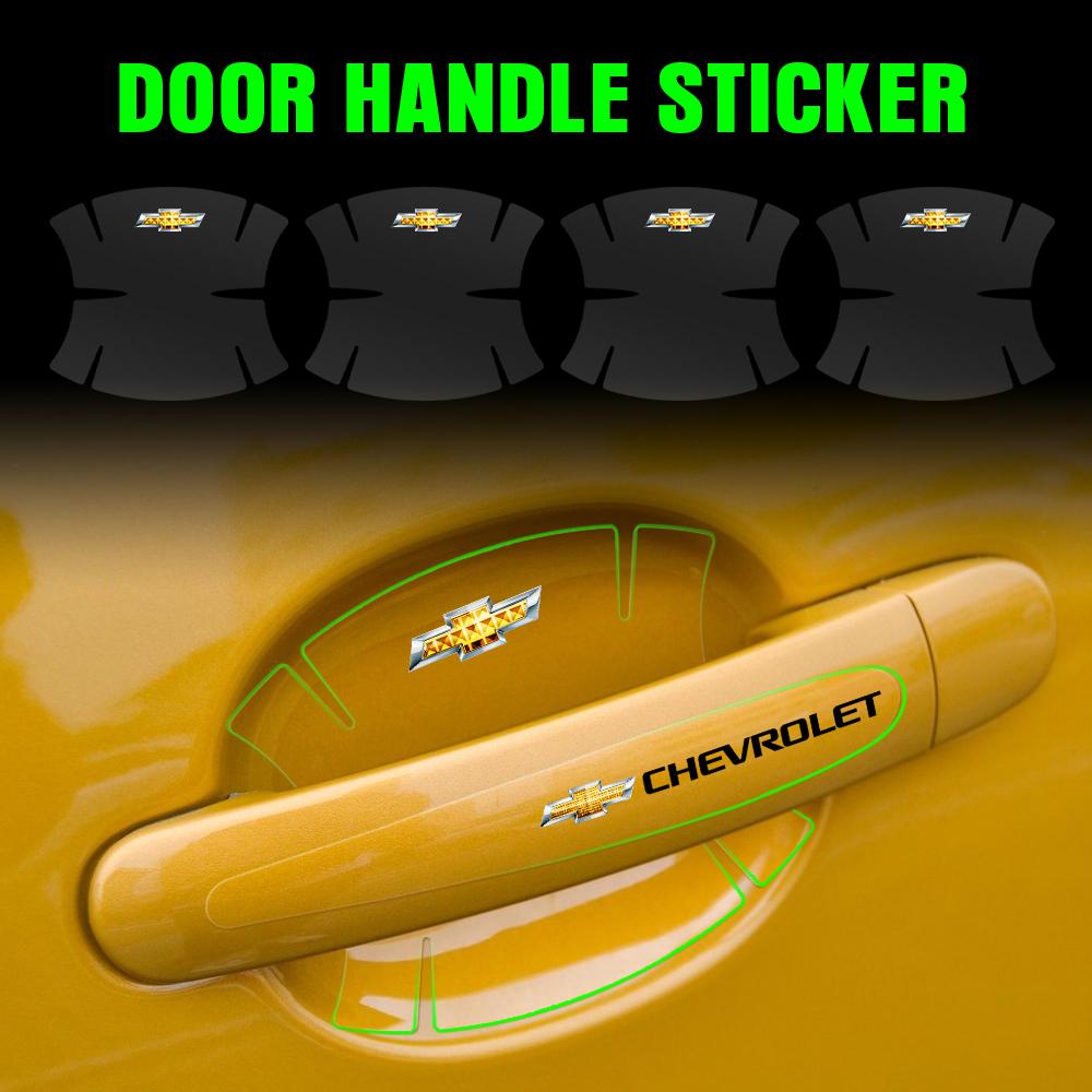 Car PVC Door Handle Protective KYIJDR55 Sticker Door Bowl Badge Decal For Chevrolet SS Z71 Equinox Cruze Lacetti Captiva Sail Aveo Malibu
