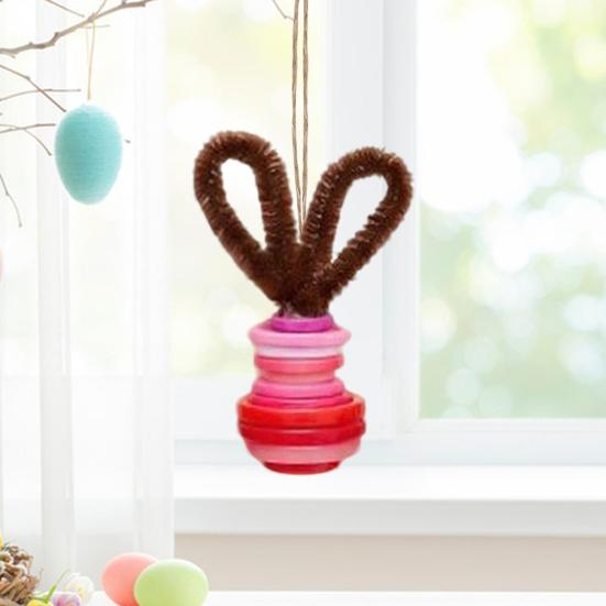 Button Easter Bunny Craft Button Bunny with Twisting Stick Hanging Ornament Kit DIY Ears for Easters