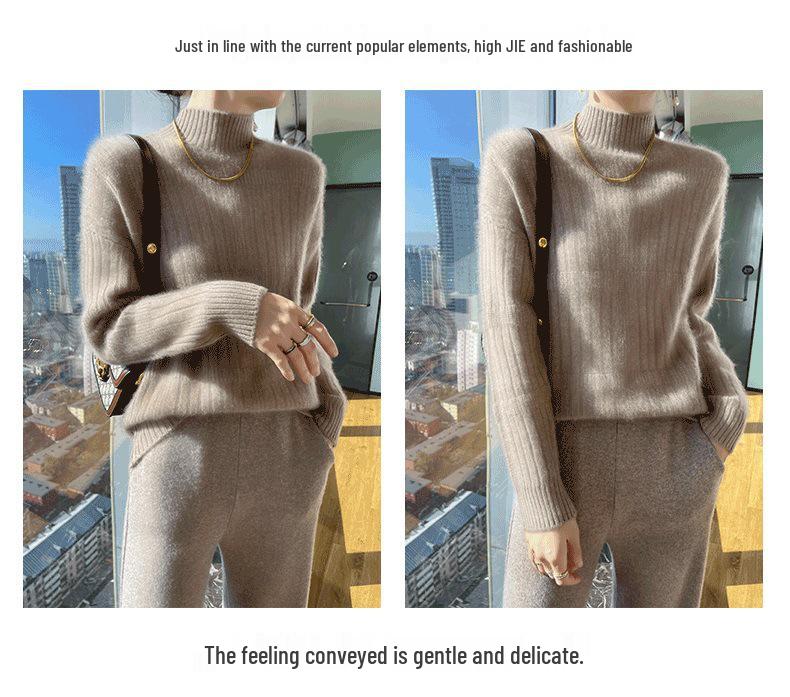 Women's Loose Fit Pure Wool Turtleneck Sweater
