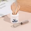 Miniatures Wooden And Fork Metal Whisk Jar Set Accessories Doll House Kitchen