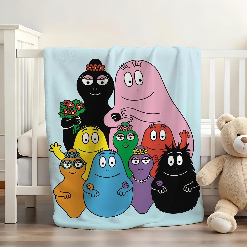 Cartoon Barbapapa Blanket Soft and Skin Friendly For Couch Bed Napping Bedspread All Seasons Comforter