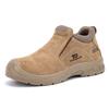 men's casual steel toe covers working safety boots cow suede leather welding shoes worker security ankle botas protect footwear