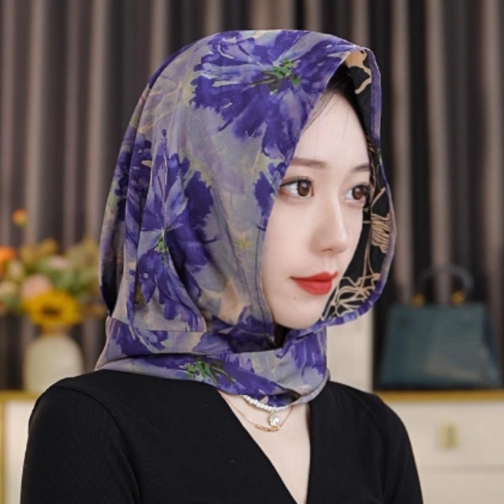 Damen Kapuzenschal aus Seide: Frühlings-/Sommer-Sonnenschutz-Schal, Multifunktionales und vielseitiges Stirnband-Hut