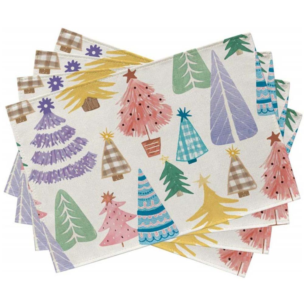 4pcs Non Slip Table Mat Rectangular Tableware Pad Household Christmas Placemat  Festival