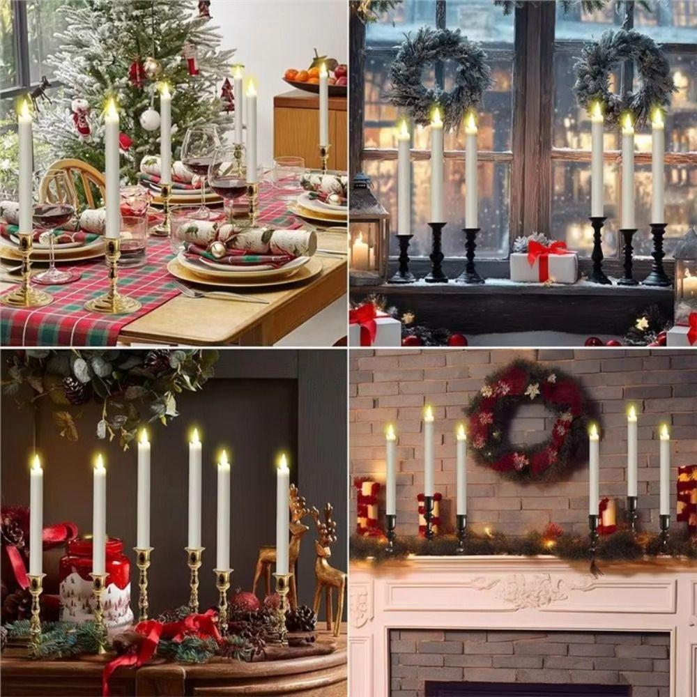 Remote Controlled 3D Flame Flickering Candles Real Waxy Texture Fake Candle Lights  Christmas Décor