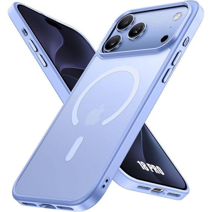 Coque pour iPhone 18 Pro, Protection Hybride Silicone PC Antichoc avec Cercle Magnétique Violet