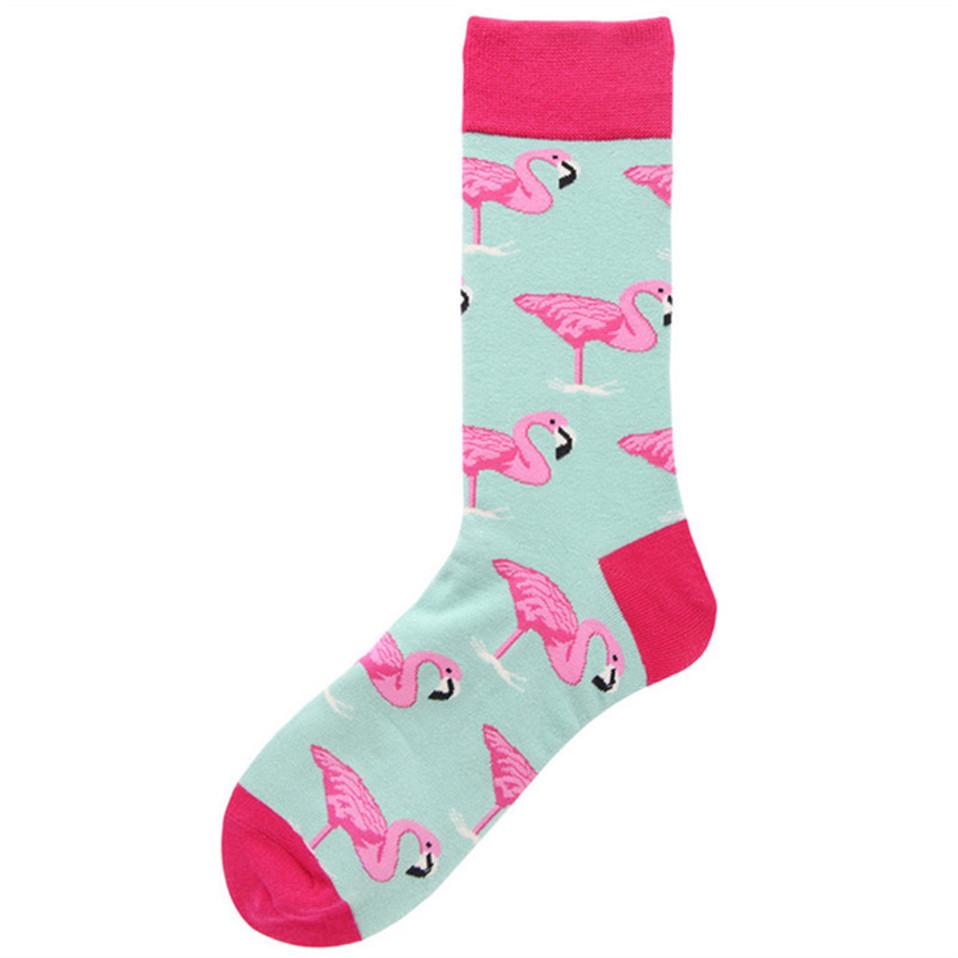 Naljakad paarisokid Harajuku kevadmeeskonna vabaaja õnnelik sokk naiste kunst Flamingo mood armas naise sokk