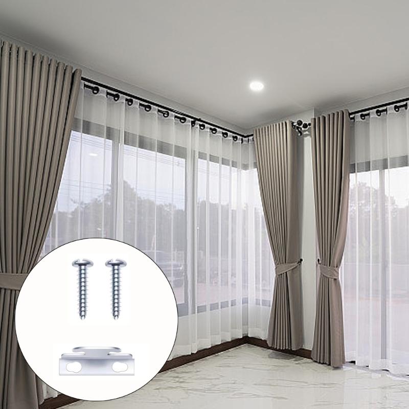 Easy Installation Curtain Rod Mounting Brackets with Reinforced Metal Construction Screws Included Window Hardware Hooks