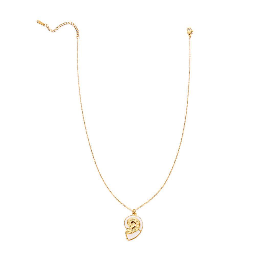 

Marine Pattern Stainless Steel Pendant Necklace With Turtle And Shell Elements For Men And Women White Shell