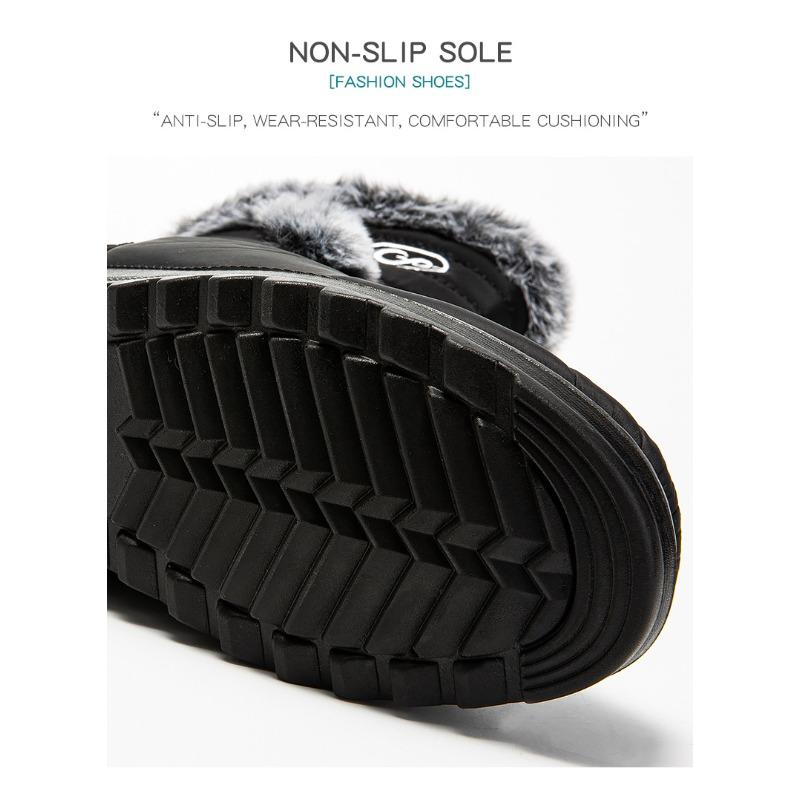 2025 New Style Faux Rabbit Fur Collar High-Top Insulated Women's Snow Boots with Side Chain, Waterproof Women's Boots, Casual Women's Shoes