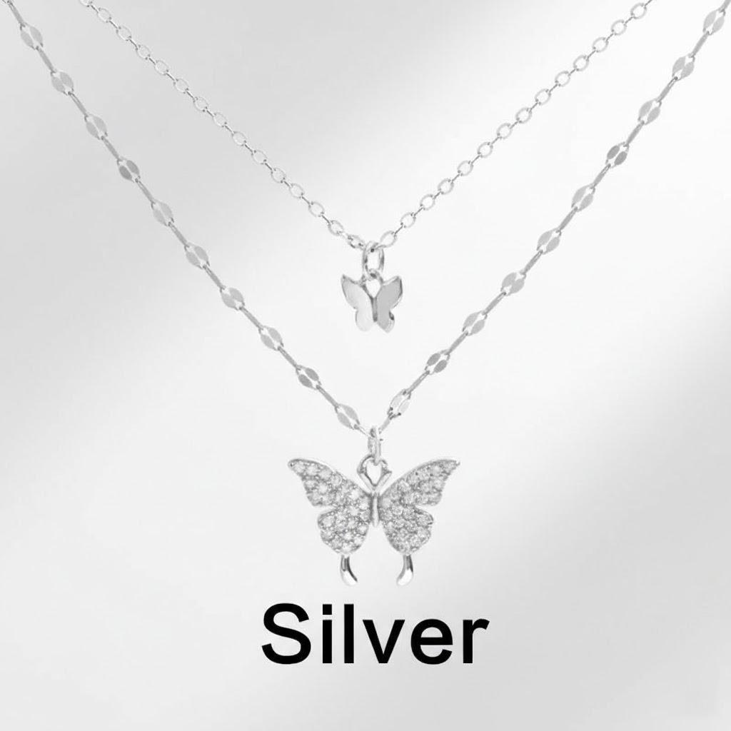 

Elegant Women s Butterfly Pendant Necklace Fashion Jewelry for Women Unique Gift Idea Beautiful Shining Design серебряный