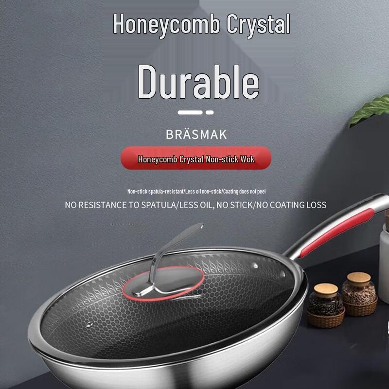 EFULLOT EFSS-W002 316 Stainless Steel Honeycomb Non-stick Wok