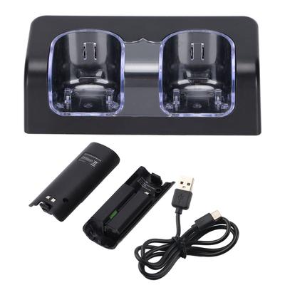 Fernbedienungs-Akkuladegerät mit Netzkabel Stabile Tragbare Dual-Ladestation Dock für Wii Spiel-Fernbedienungsakku