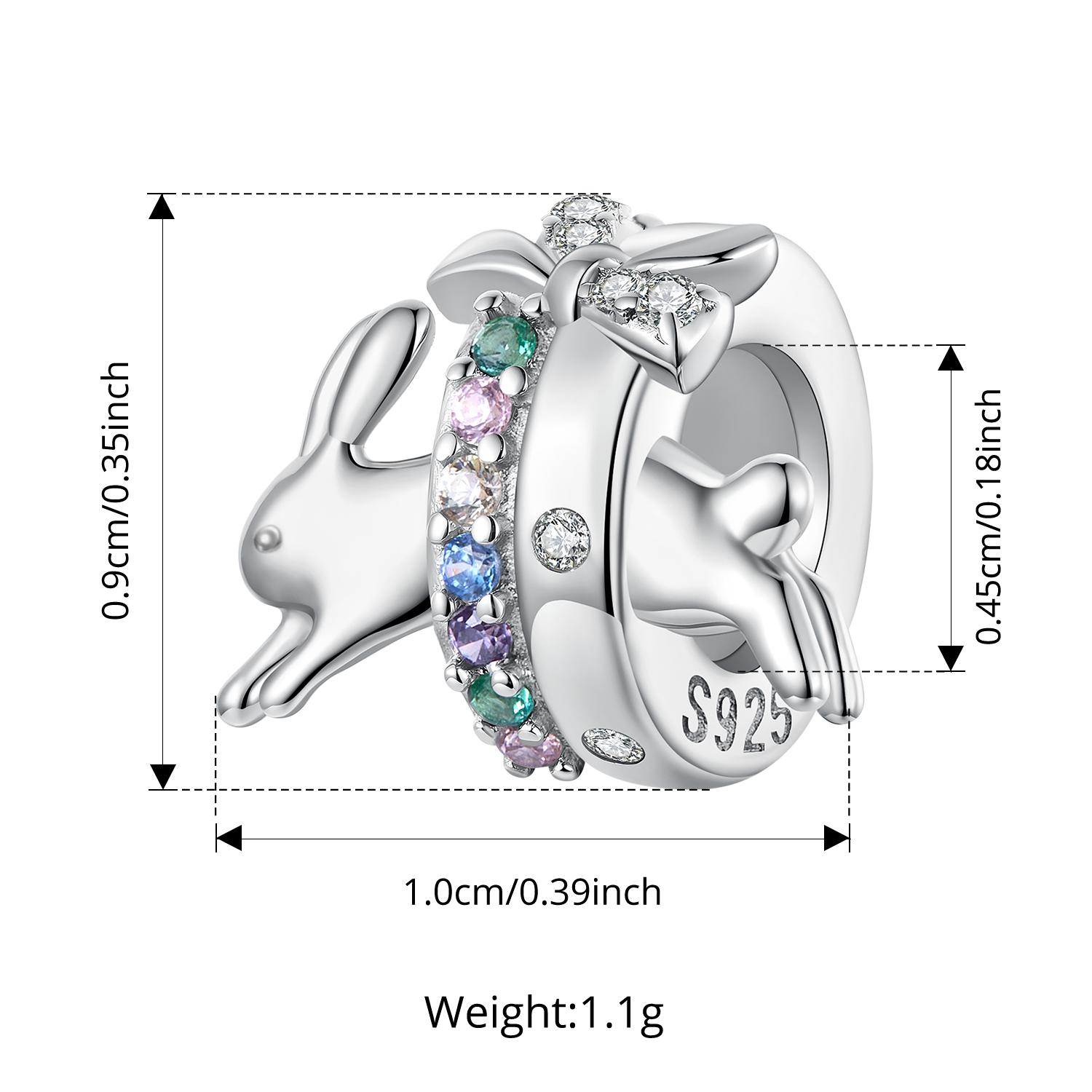 

Bamoer 925 Silver Rabbit Pendant Easter Egg Dangle Charm fits Bracelets and Necklace Bead Charms Jewelry Gift for Women