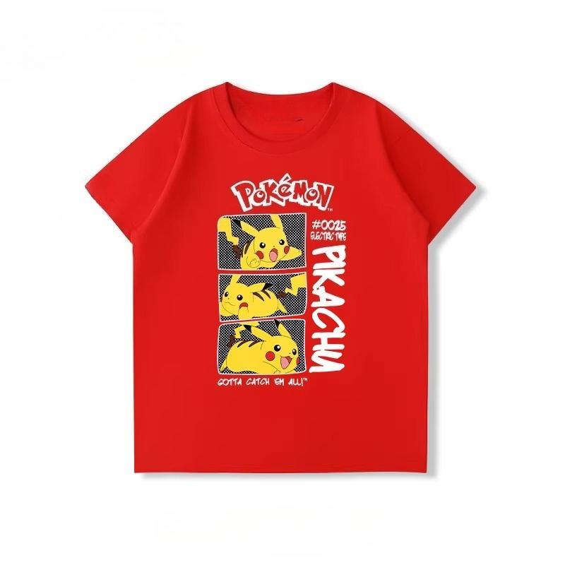 Potdemiel  New Summer Style Pure Cotton Childrens TShirts Pikachu Print Unisex Size Comfortable and Breathable