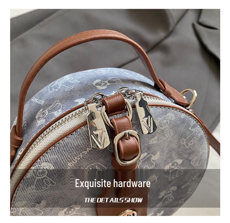 Women's Round Cake Bag - Stylish Print, Small Fragrance Design, Versatile Shoulder/Crossbody Handbag