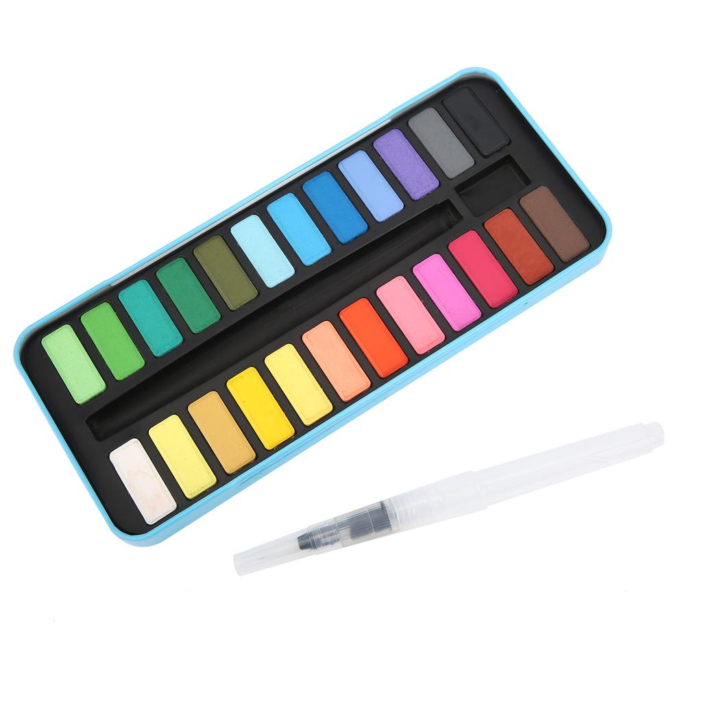 Solid Pigment DIY 24 Different Colors Art Paints with 1 Paint Brush for Students Watercolor Graffiti Painting
