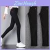 Black Skinny Pants For Women With Polyester Fabric Slim Fit High Waist Casual Trousers