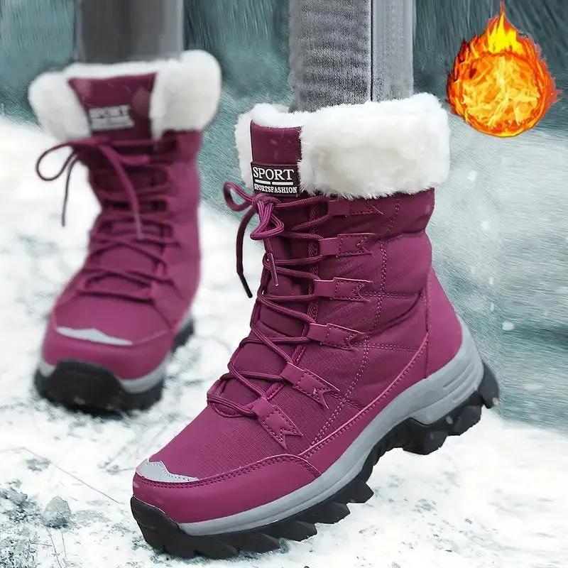 New Cotton Shoes Waterproof and Cold Proof Long Boots for Women Outdoor with Thick Velvet and Warmth Snow Boots