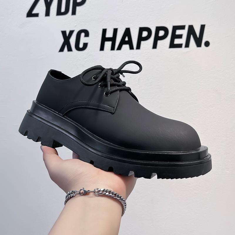 Derby shoes men's leather shoes low-top Martin simple thick-soled heightening black tooling shoes casual men's leather shoes 3225-A