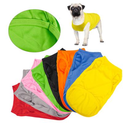 Dog Vest Solid Color Round Neck Elastic Cotton T-shirt Summer Pet Clothes Puppy Costume