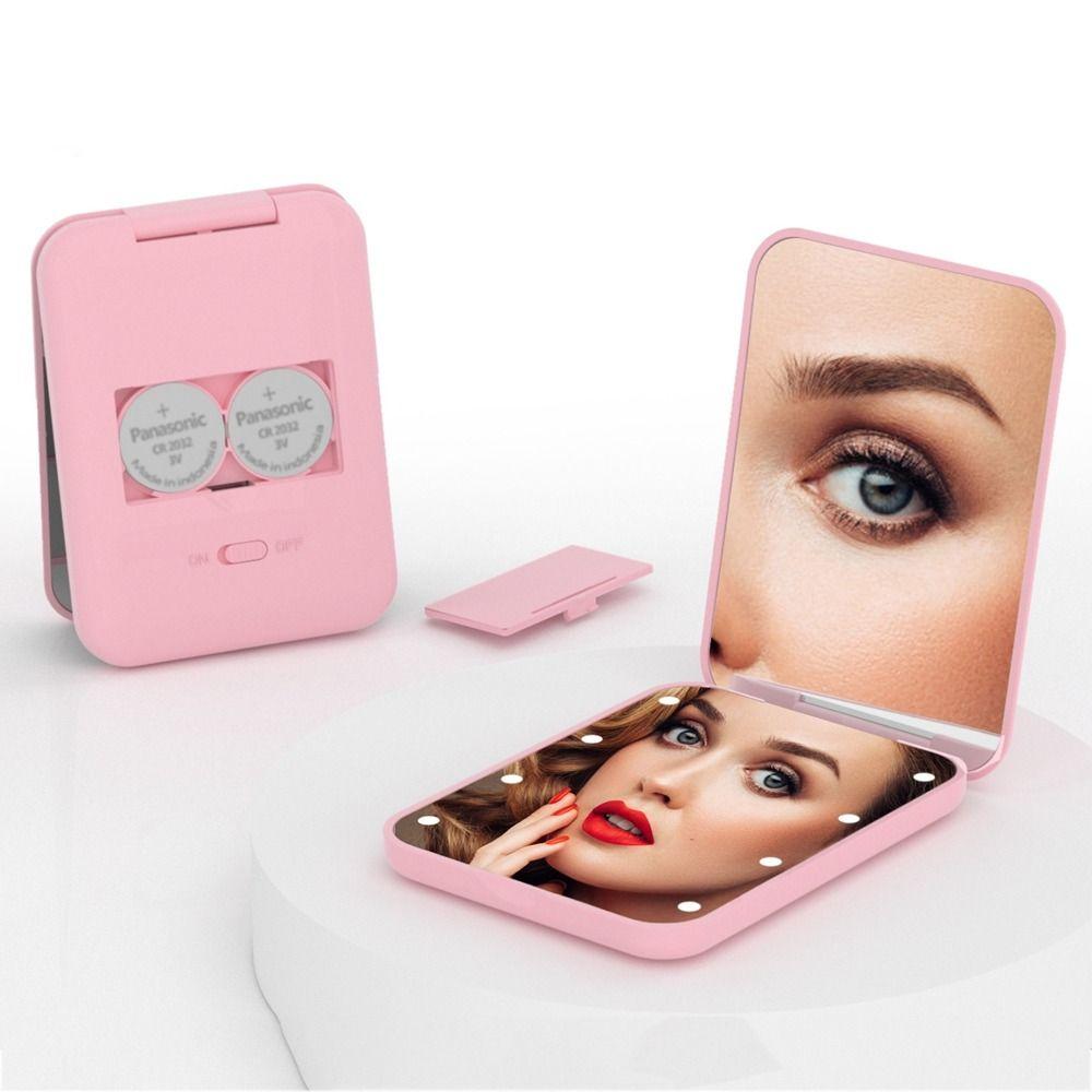 

Illuminated Square Handheld Mirror 2x Magnification Mini Pocket Mirror Valentine s Day