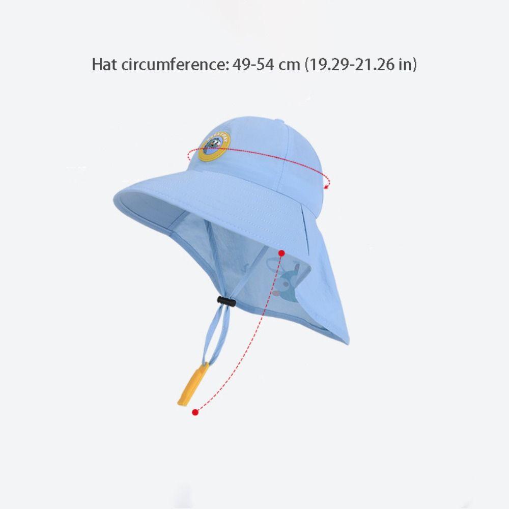 Whistle~ Big Brim Children's Sun Hat Extended Shawl Foldable Children Beach Cap Cap UV Resistant Kids Whistle Sunscreen Hat Baby