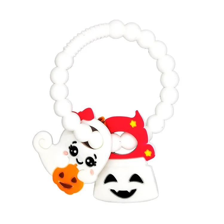 

1/2 шт. большой прорезыватель для зубов в виде тыквы, милый эльф-упырь, кольцо-прорезыватель, силиконовый детский прорезыватель для зубов на Хэллоуин, подарок на Хэллоуин для младенца