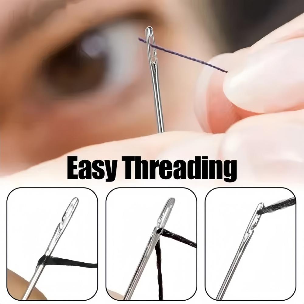 30PCS Side Hole Blind Sewing Needles Stainless Steel Quick Automatic Self-Threading Needles DIY Hand Sewing Needles Accessories