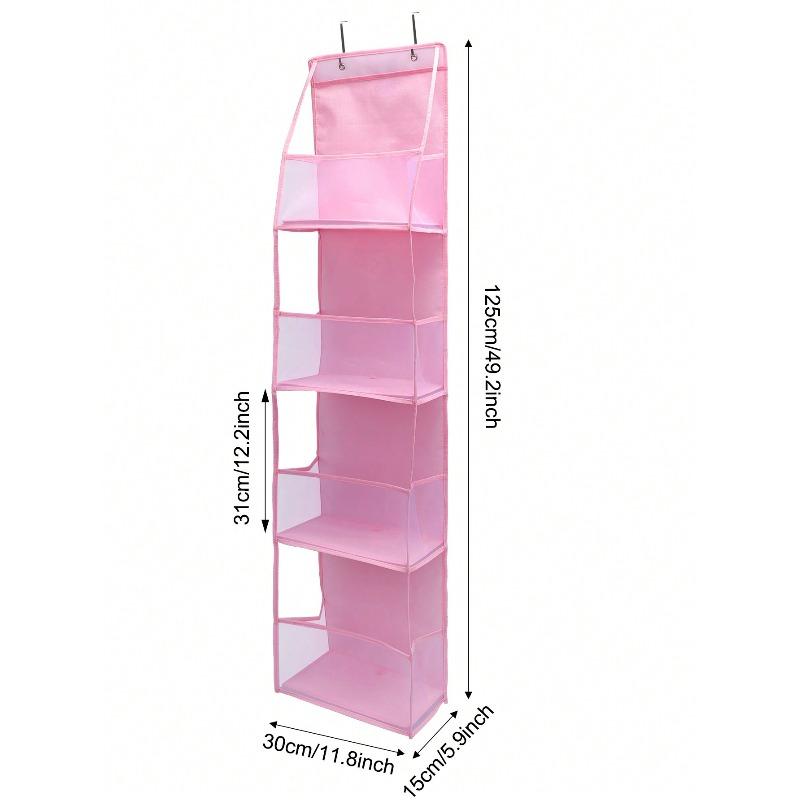 4 Layer Over The Door Hanging Organizer, Cosmetics Wall Hanging Storage Organizer, Large Capacity Mesh Holder With Clear Pockets Hanging Storage Bag