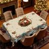 Christmas Elk Snow Tablecloth, Table Decoration, Snowball Candy Cane Snow Elk Table Cloth