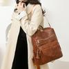 Mochila Retro para Mujer de Gran Capacidad para Viaje Diario con Borla