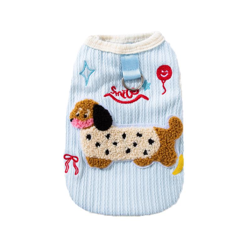 Spring Summer Cute Fun Puppy Towel Embroidered Teddy Bigbear Traction Vest Small Dog Cat Pet Clothes