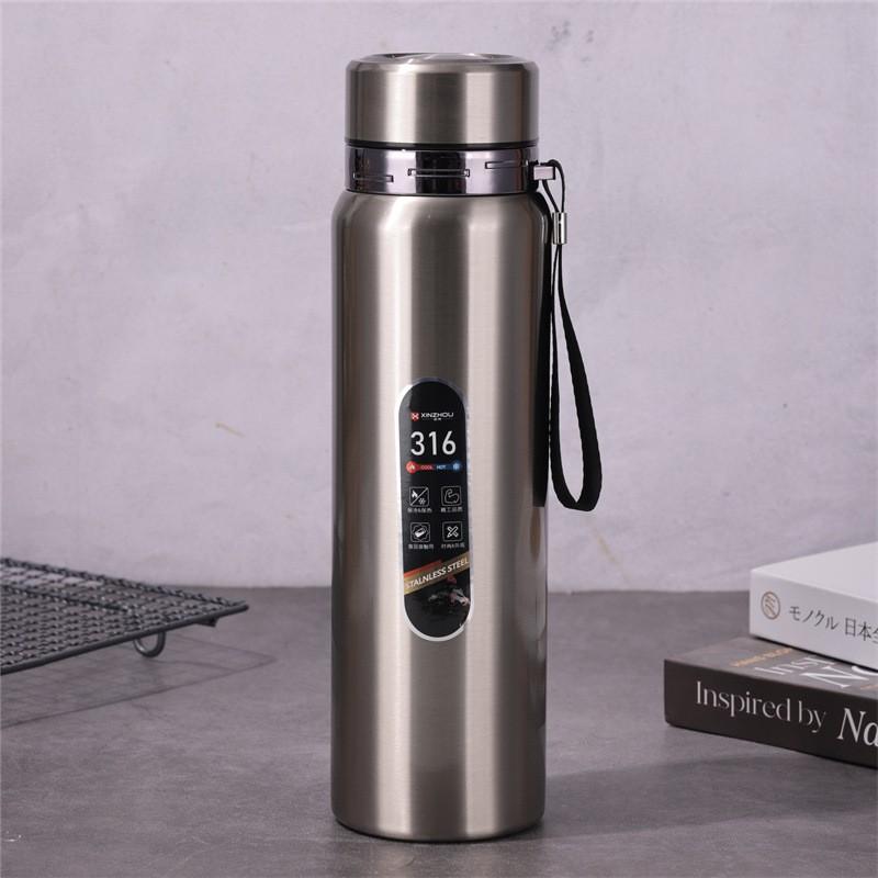 316 Stainless Steel Vacuum Insulated Travel Mug With Tea Strainer Leakproof Lid Carry Rope Office Outdoor Use