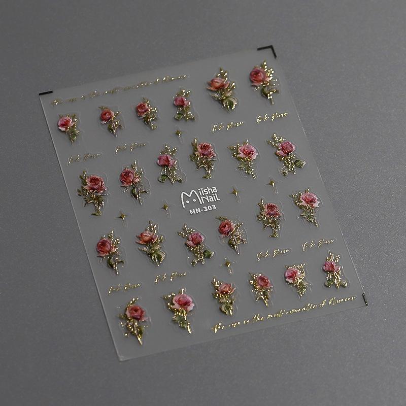1pcs 5D Bronzing Star Moon Nail Art Stickers Luxury Gold Silver Adhesive Slider Press on Nail Decoration Decals Accessories DIY