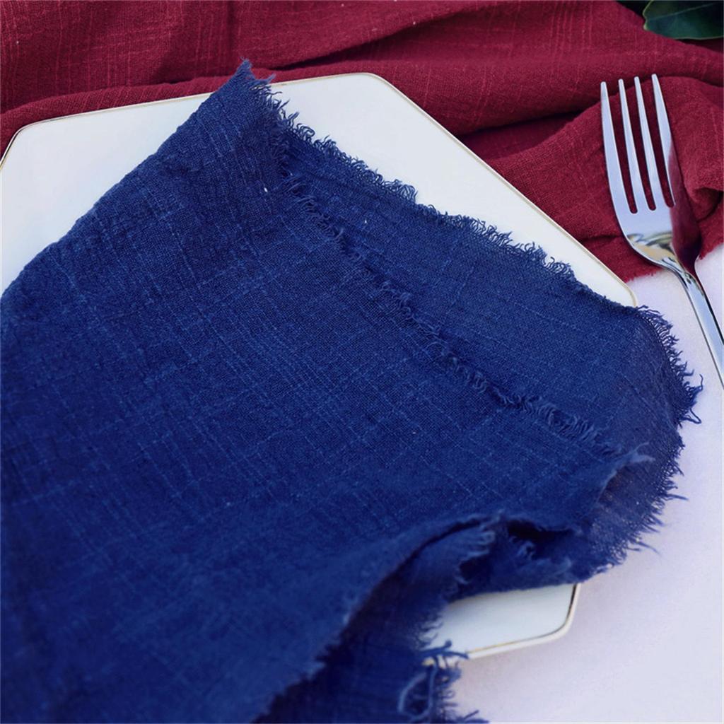 Crinkled Frayed Edge Bamboo Cotton Napkin with Tassels – Western Art Table Decoration Placemat